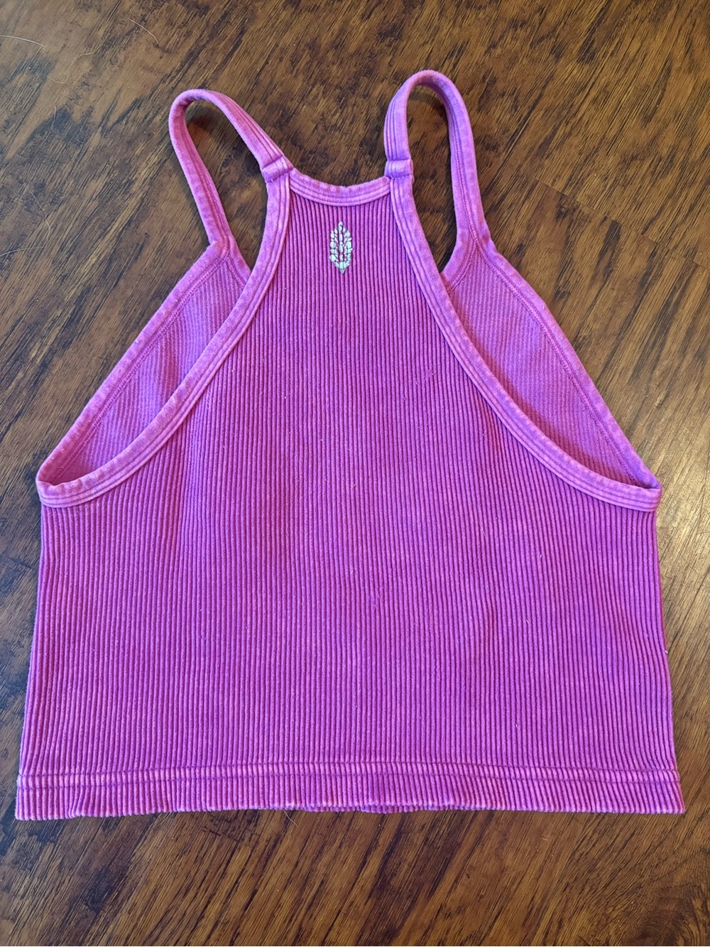 Free People Ribbed Halter Crop Tank in a Bright Pink/Purple color